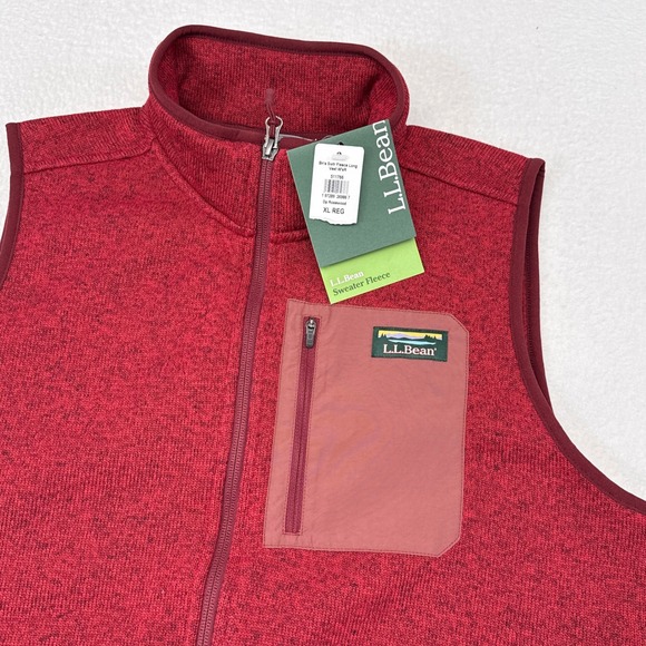 LL Bean Sweater Fleece Vest Long Womens XL Rosewood Red Outerwear Hiking NEW - Picture 3 of 9